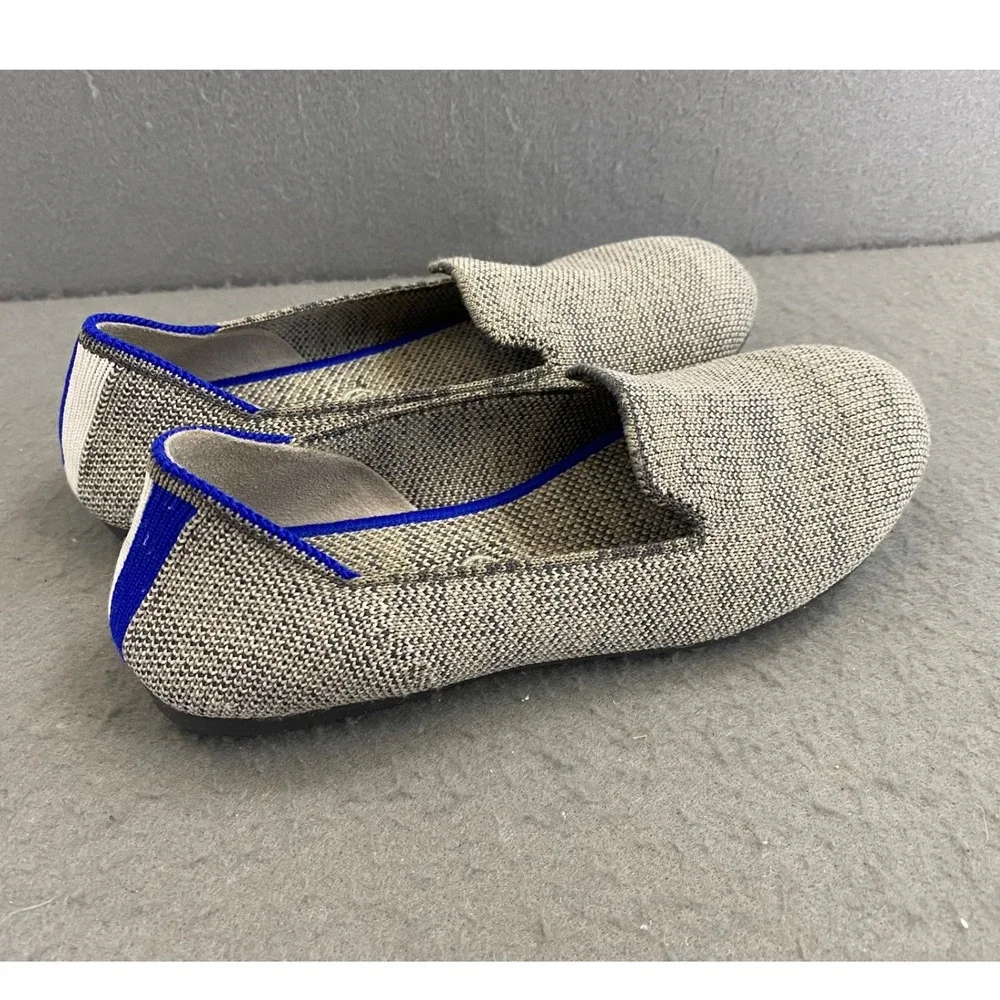 Rothys Kids Loafer Grey White Marled Knit Slip On Shoes Size K1 US 13 UK 32 EU